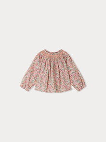Girl | Griotte Smocked Blouse | Coral