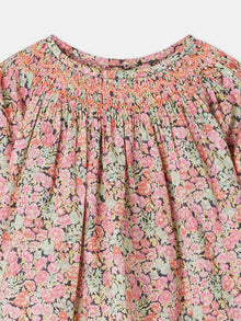 Girl | Griotte Smocked Blouse | Coral