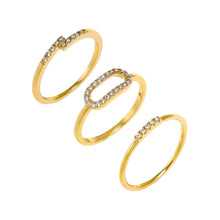 Gold / 6 Pave Accented Rings Combo Set - Adina's Jewels