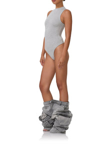 women's bodysuit with funnel neckline in grey