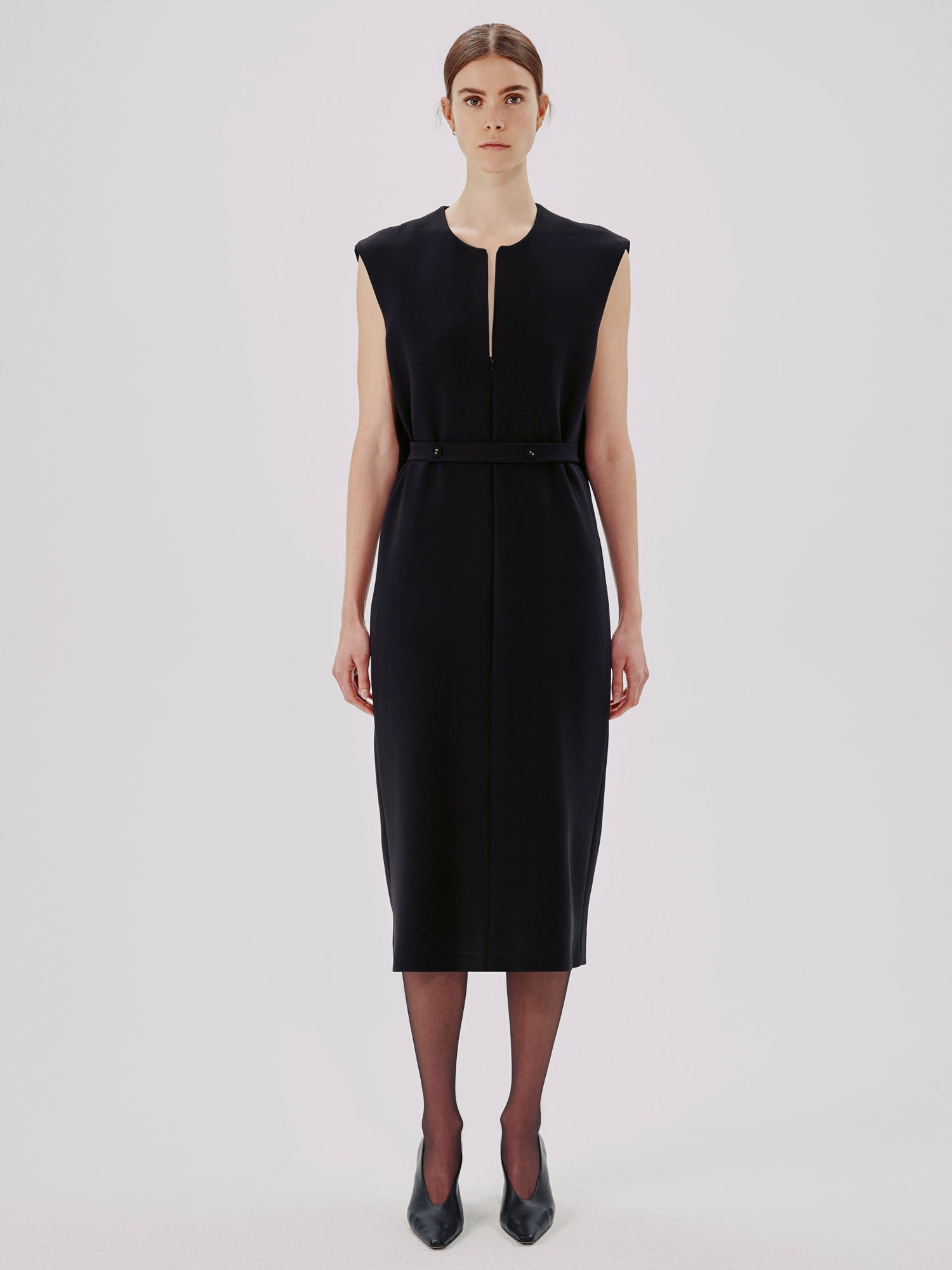 Another Tomorrow Cape Back Sheath Dress in Black – Wool Women's Dress