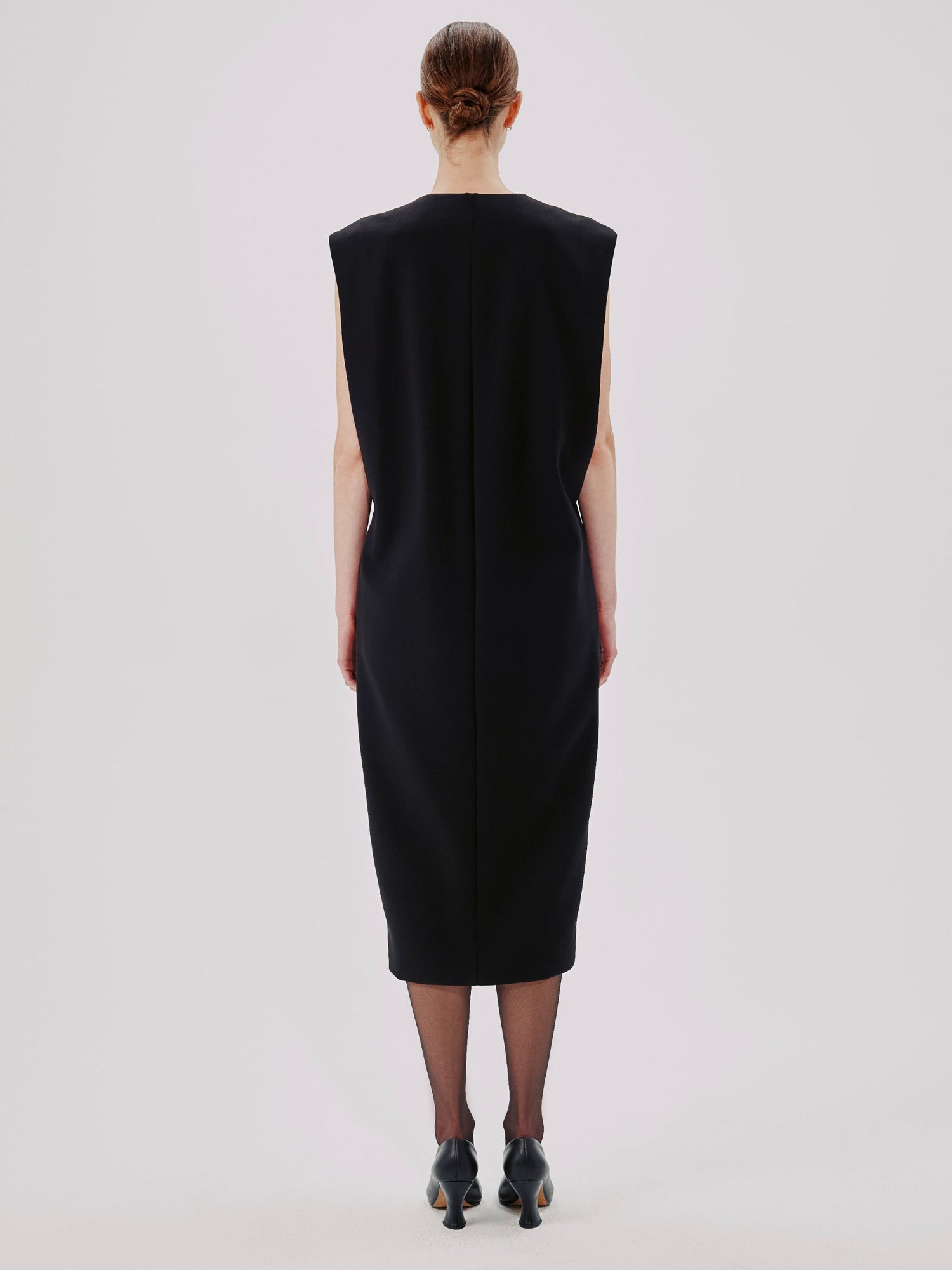 Another Tomorrow Cape Back Sheath Dress in Black – Wool Women's Dress
