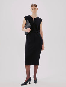 Another Tomorrow Cape Back Sheath Dress in Black – Wool Women's Dress