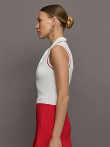Tennis Sleeveless Polo | White / Bittersweet