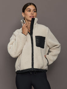 Faux Leather Sherpa Jacket | Natural