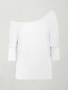 Long Sleeve Off Shoulder Tee | White