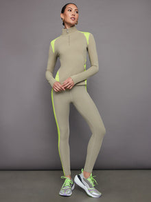 Colorblock Half Zip Top in Melt | Silversage / Acid Lime