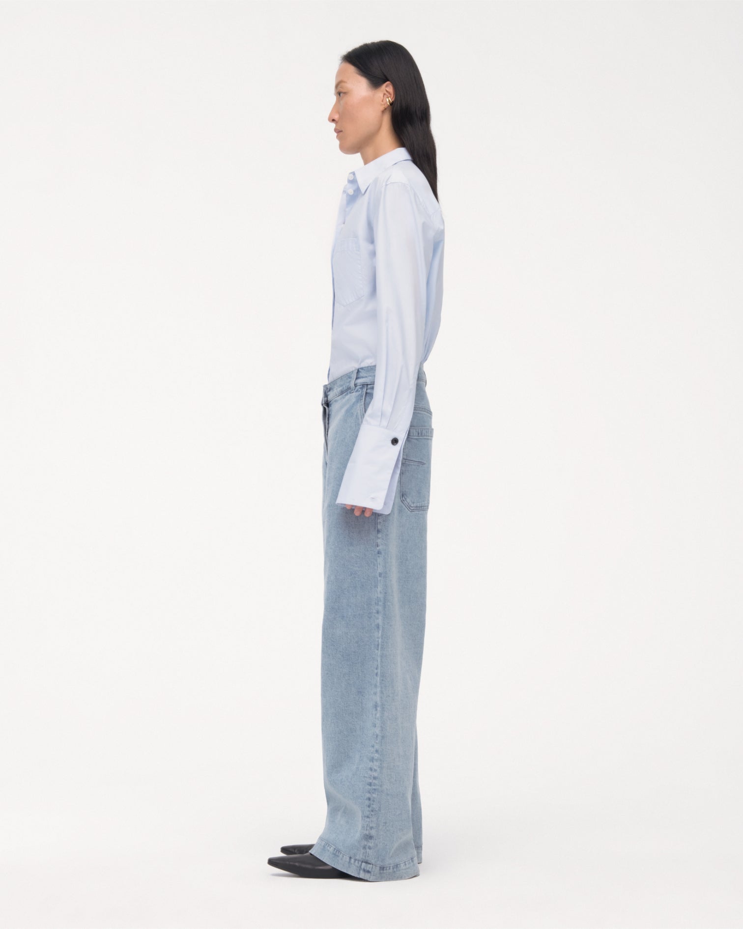 Another Tomorrow Boyfriend Denim Pant in Light Blue Wash – Denim Women's Trousers