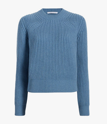 Another Tomorrow Cashmere Ribbed Sweater in Cornflower – Cashmere Women's Knitwear