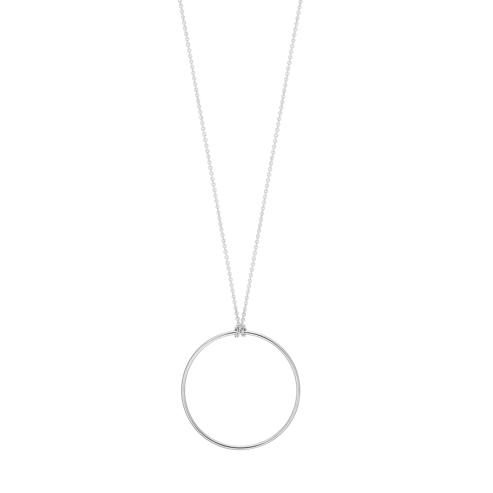 White Baby Circle On Chain | 18K White Gold
