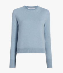 Another Tomorrow Classic Cashmere Crewneck in Light Blue – Cashmere Women's Knitwear