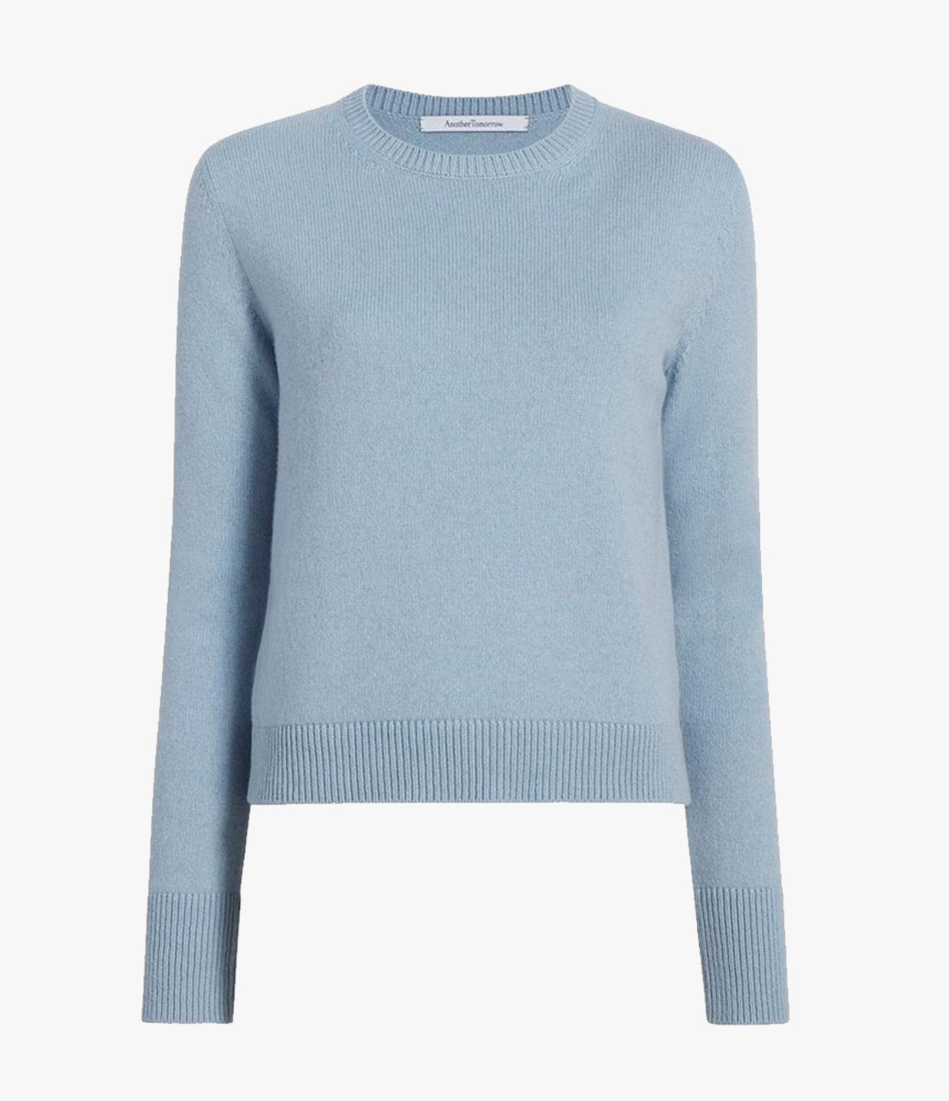 Another Tomorrow Classic Cashmere Crewneck in Light Blue – Cashmere Women's Knitwear