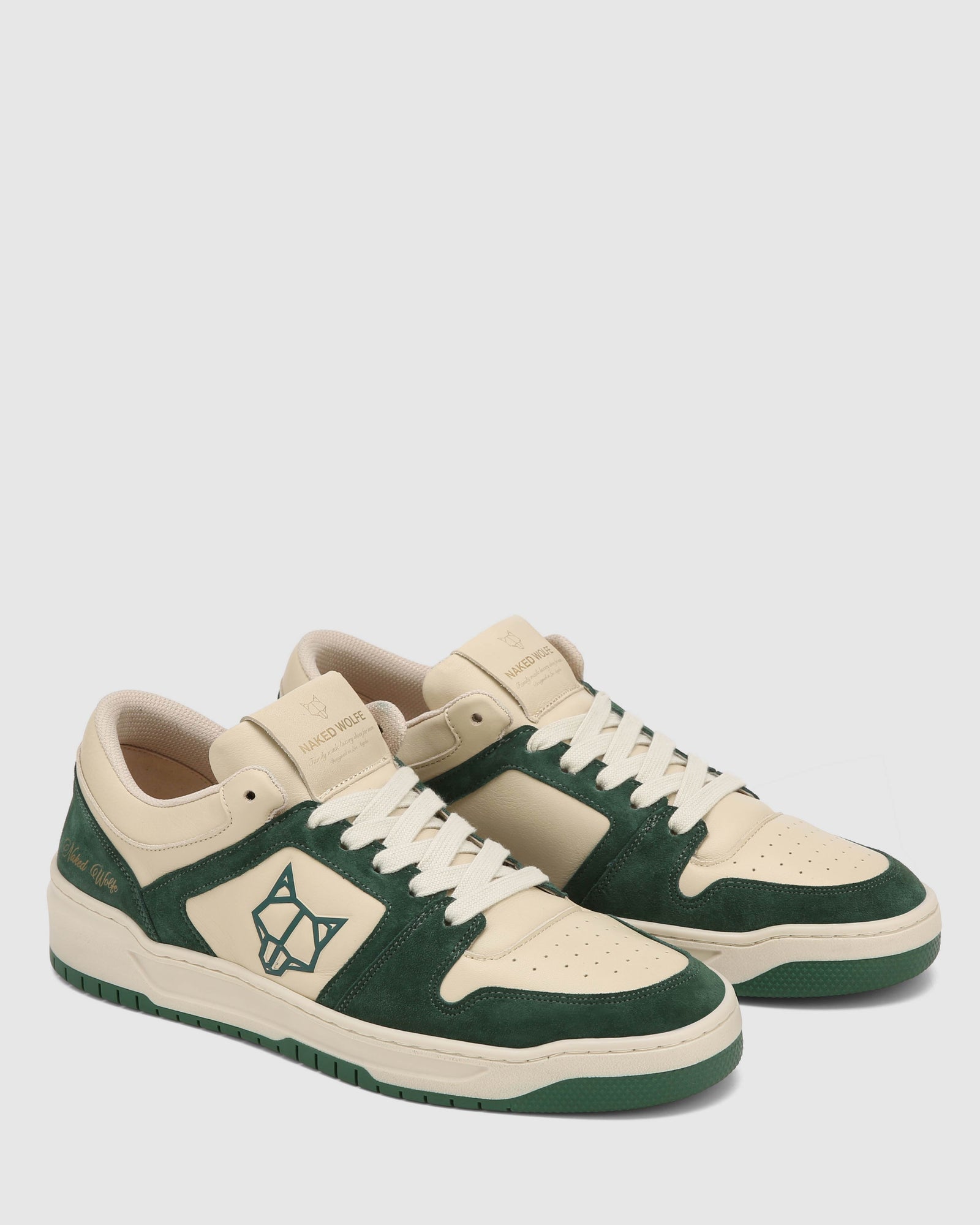 Mens | CM-01 Leather/Cow Suede Combo Sneaker | Bone/Green