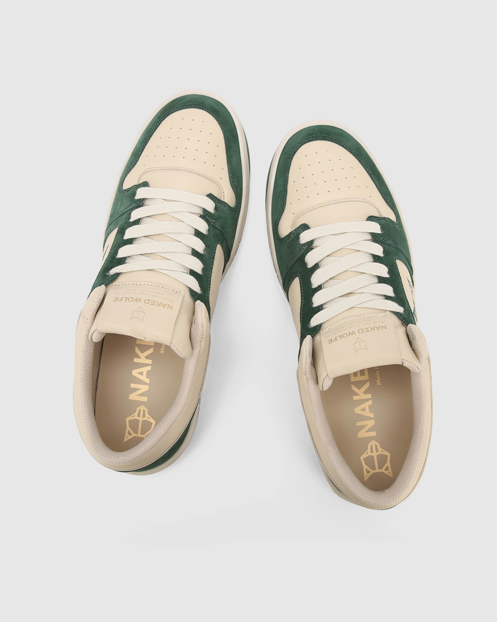 Mens | CM-01 Leather/Cow Suede Combo Sneaker | Bone/Green