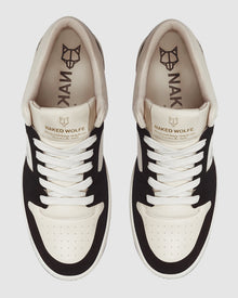 Mens | CM-01 Leather/Cow Suede Combo Sneaker | Bone/Black