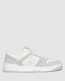 Mens | CM-01 Leather/Cow Suede Combo Sneaker | White/Grey