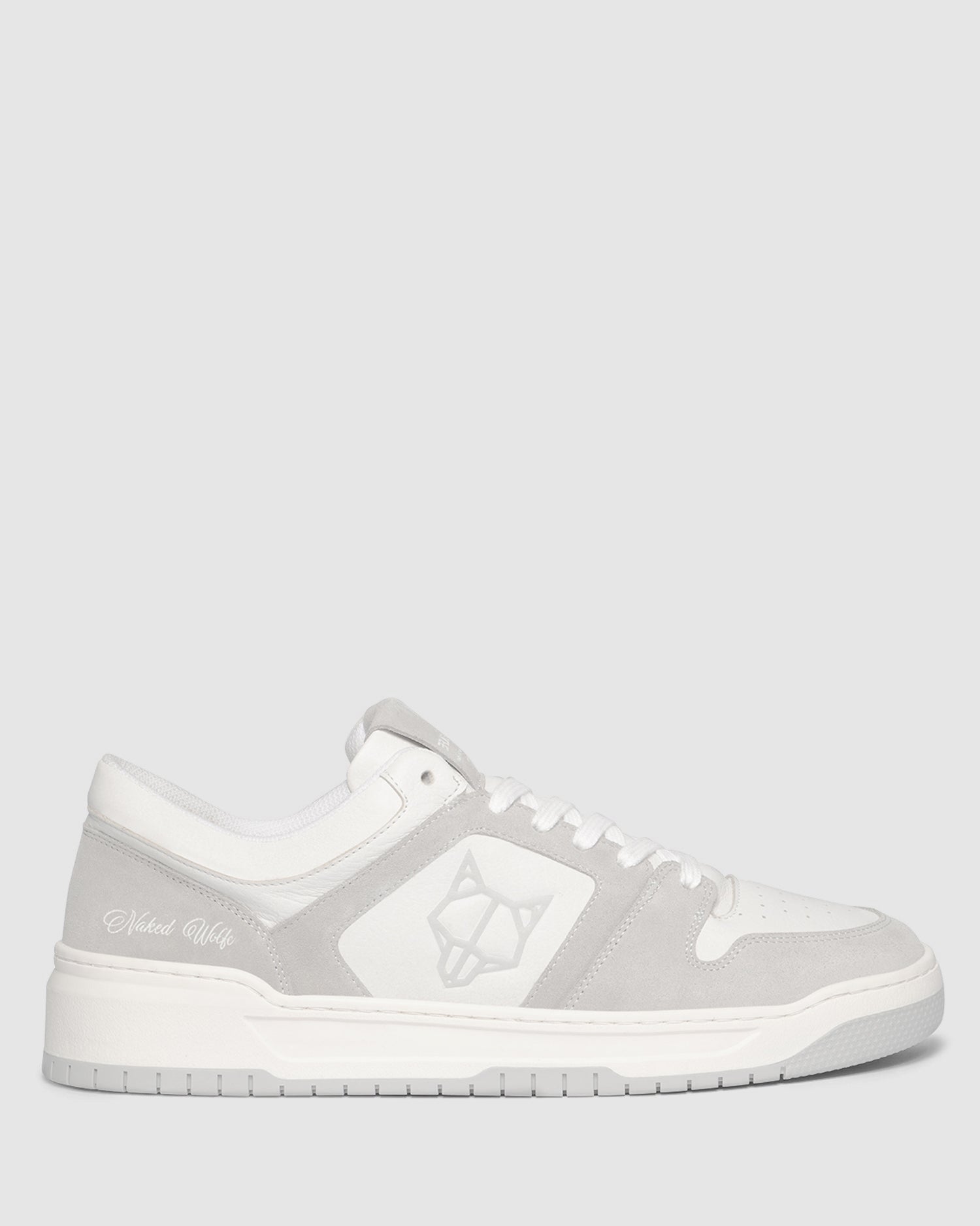 Mens | CM-01 Leather/Cow Suede Combo Sneaker | White/Grey
