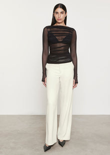 Cotton Mesh Slash Top | Black