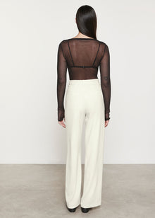 Cotton Mesh Slash Top | Black