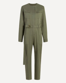 Collarless Jumpsuit | Olive Green