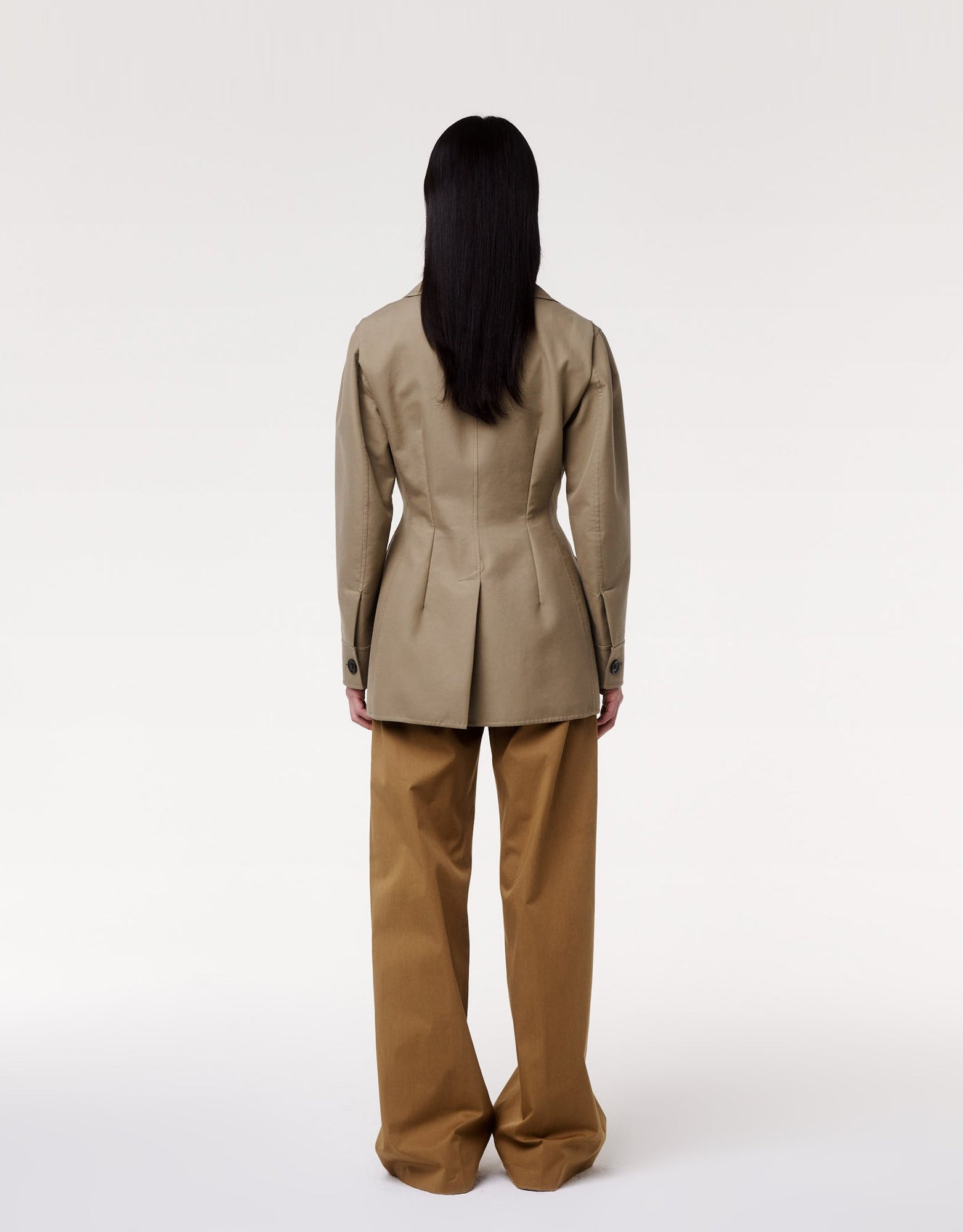 Another Tomorrow Contrast Jacket in Olive/Black – Cotton Women's Jacket