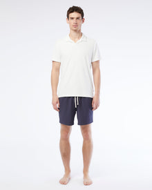 Mens | Towel Terry Johnny Collar Polo | White