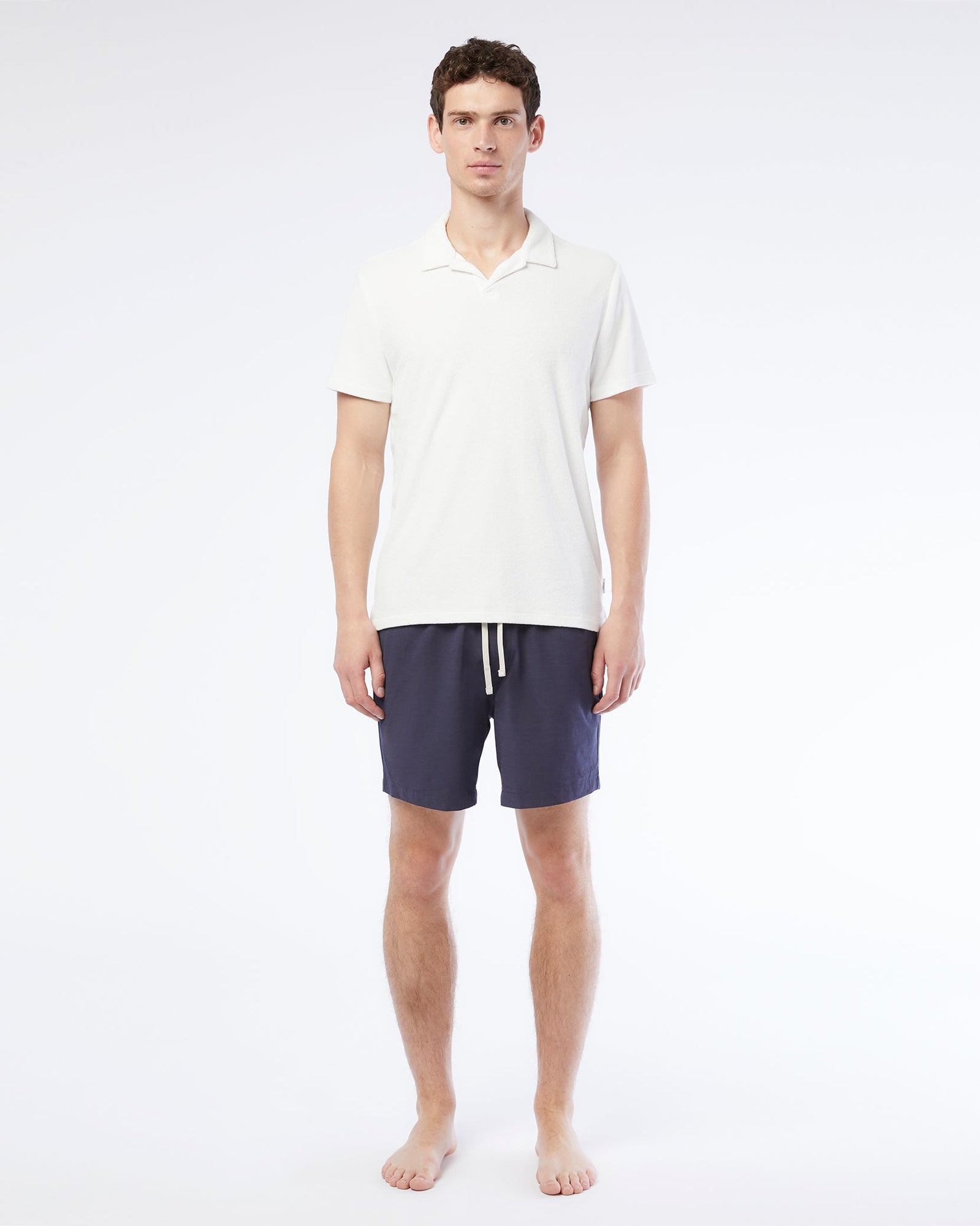 Mens | Towel Terry Johnny Collar Polo | White