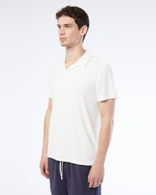 Mens | Towel Terry Johnny Collar Polo | White