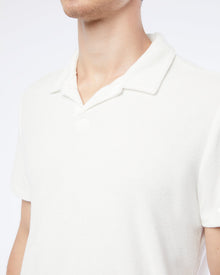 Mens | Towel Terry Johnny Collar Polo | White
