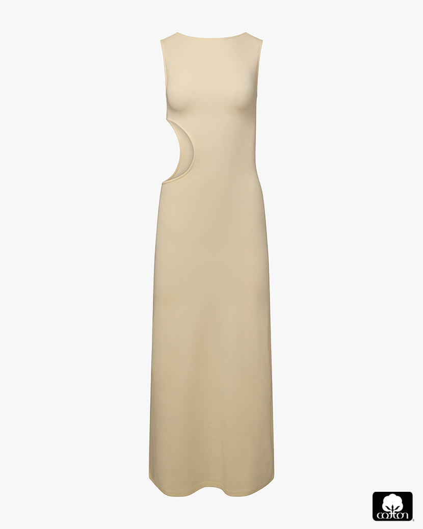 Cut Out Boat Neck Dress | Ivory