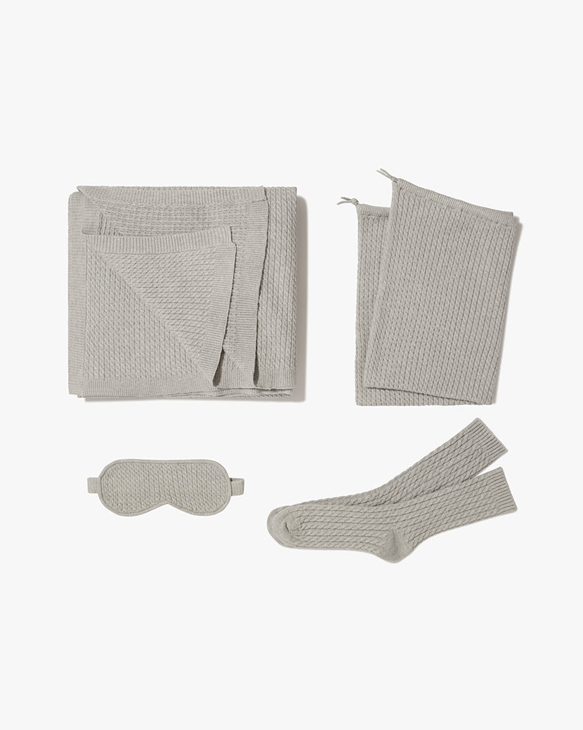 Cable Knit Travel Gift Set | Heather Grey
