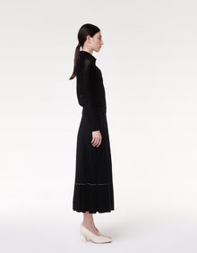 Another Tomorrow Crochet Polo Sweater in Black – Cotton Women's Knitwear