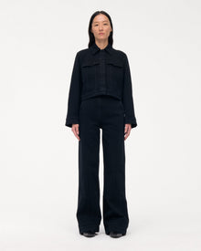 Another Tomorrow Cropped Denim Jacket in Overdye Black – Denim Women's Jacket