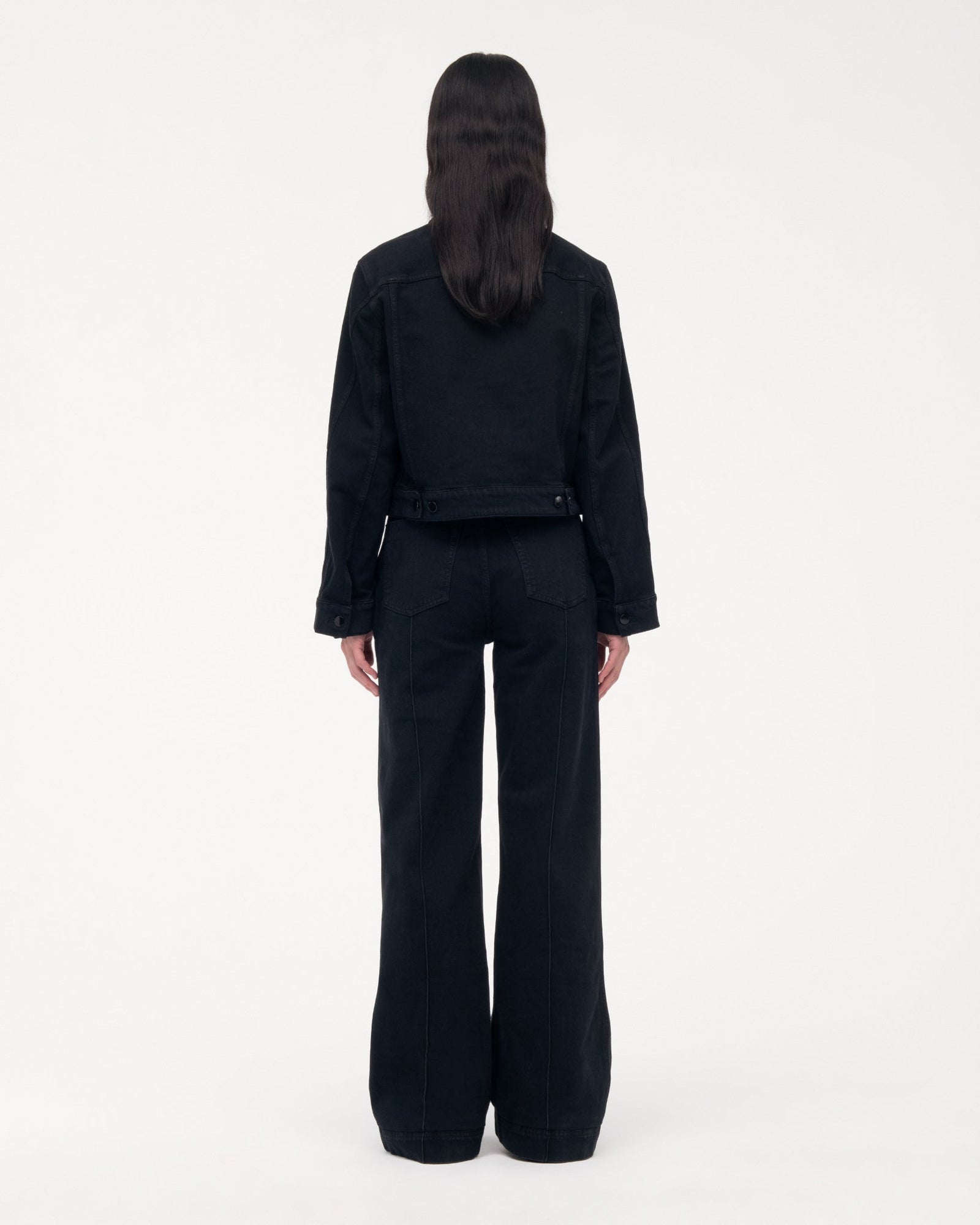 Another Tomorrow Cropped Denim Jacket in Overdye Black – Denim Women's Jacket