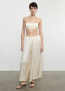 Textured Satin Palazzo Pant | Macadamia