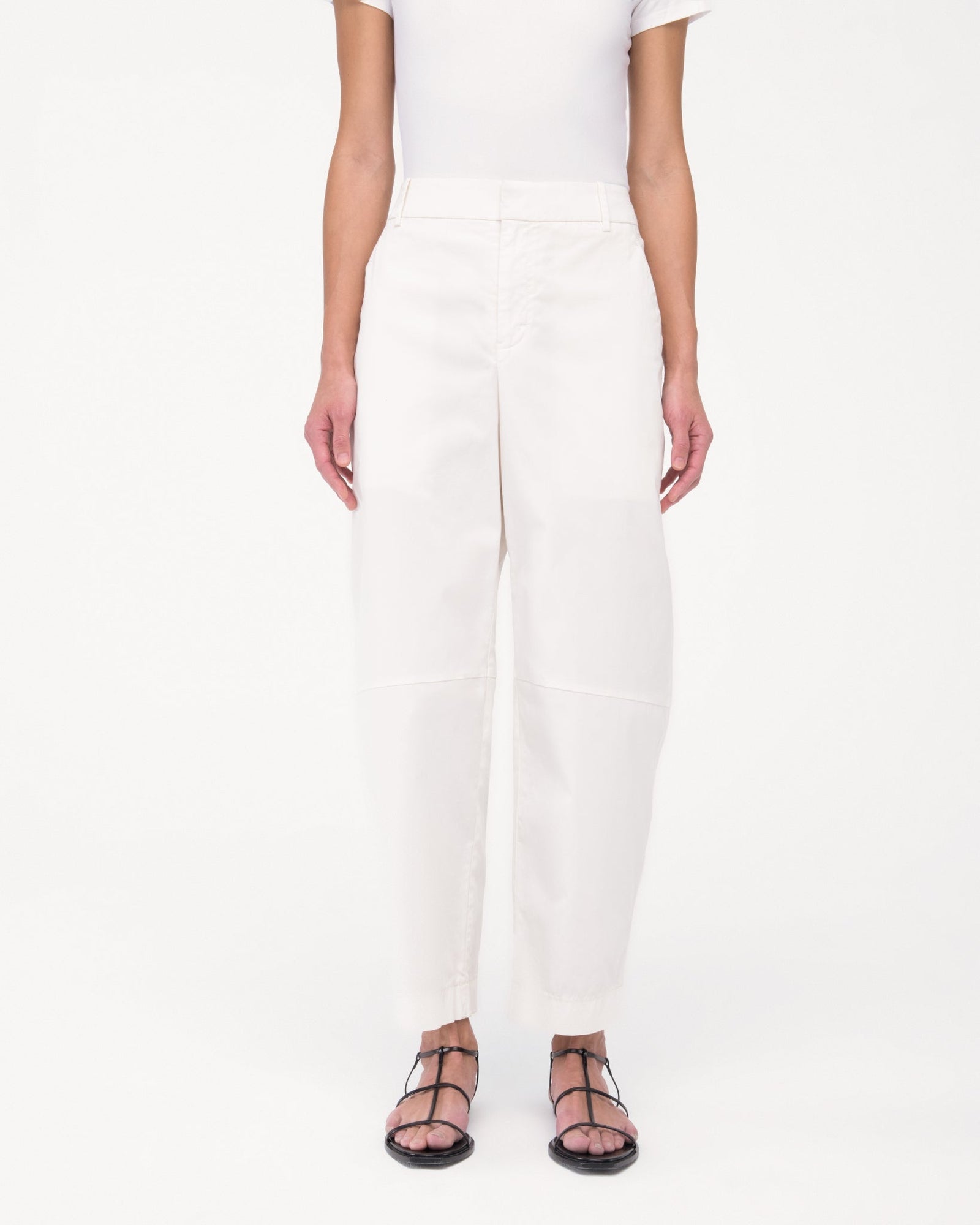 Another Tomorrow Curved Chino in Off White – Cotton Women's Trousers