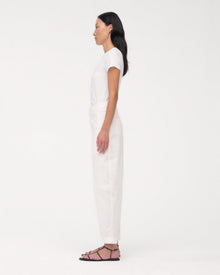 Another Tomorrow Curved Chino in Off White – Cotton Women's Trousers