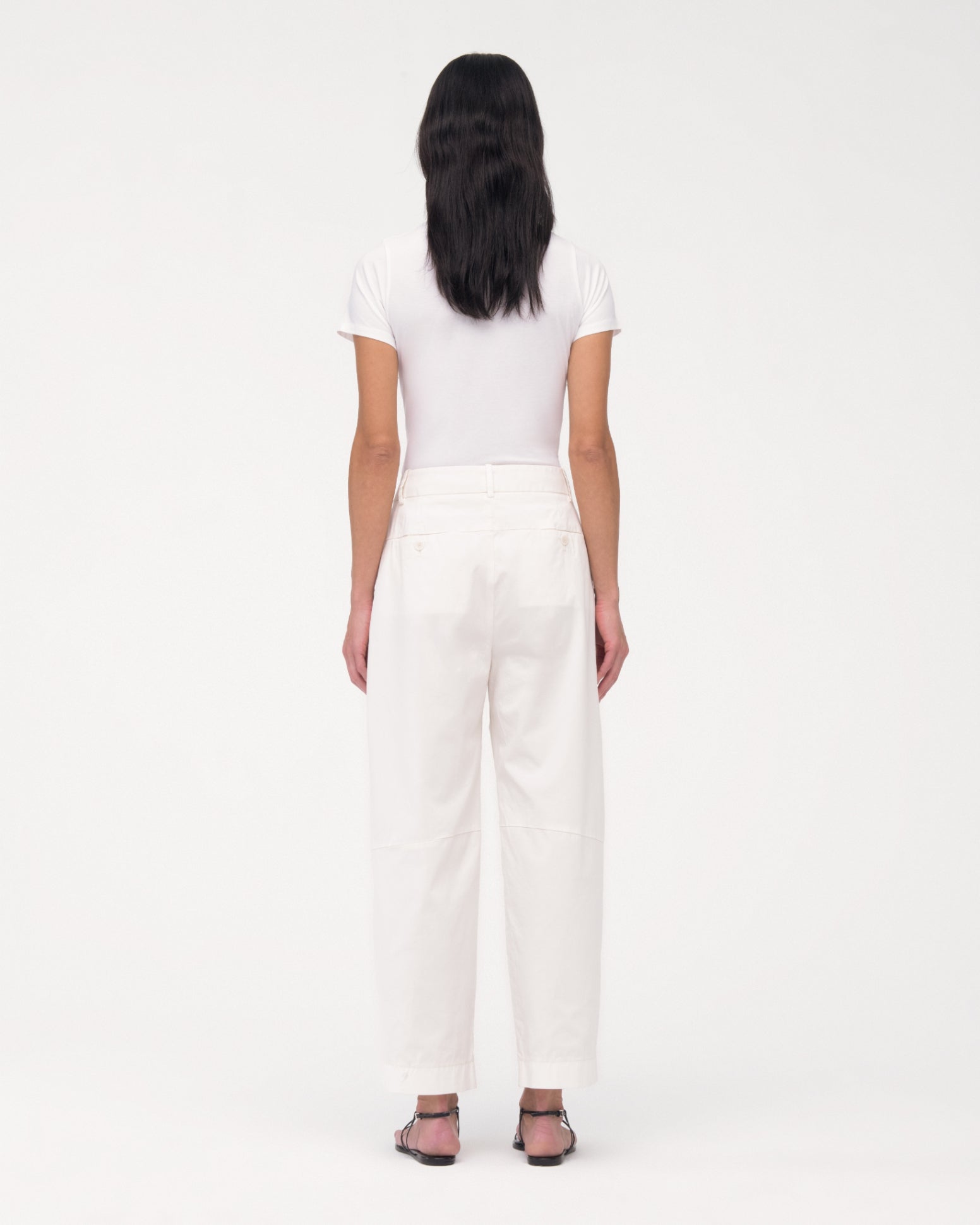 Another Tomorrow Curved Chino in Off White – Cotton Women's Trousers