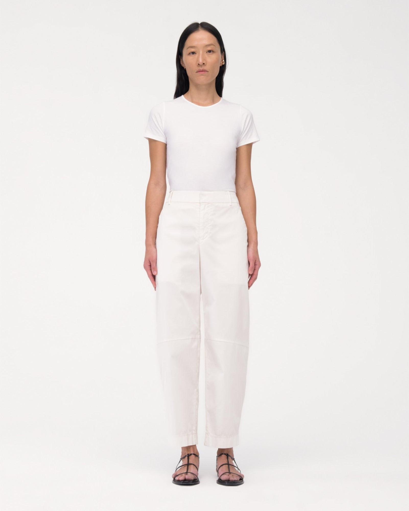 Another Tomorrow Curved Chino in Off White – Cotton Women's Trousers