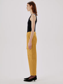 Another Tomorrow Curved Cargo Pant in Goldenrod – Cotton Women's Trousers