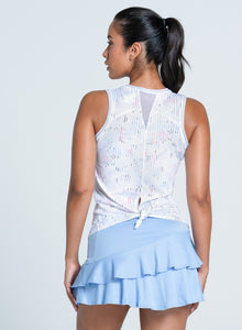 Love Me Blue Tie Back Tank | White