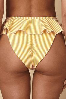 Tamarindo Ruffle Bikini Bottom | Canary Stripe