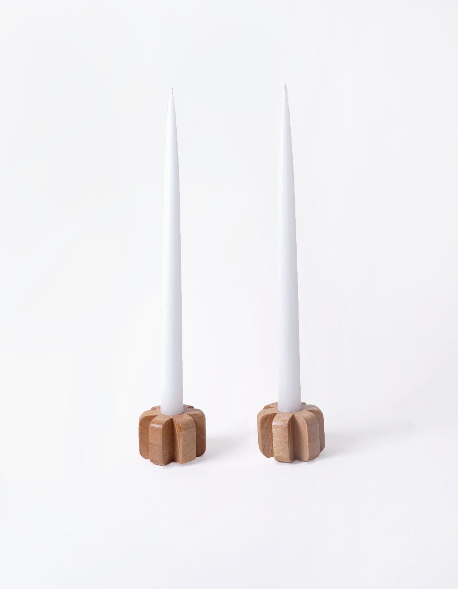 Asterisk Candleholder Pair - Natural Wood | Beech