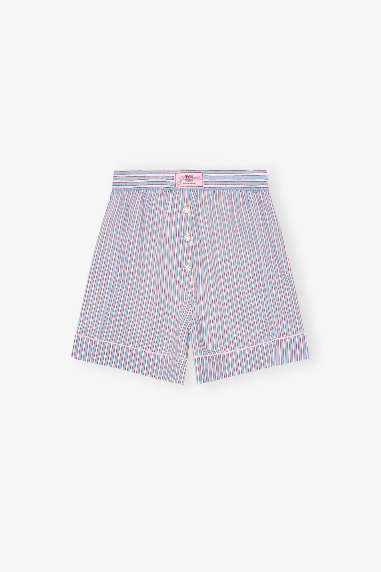 Candy Striped Elasticated Shorts | Soft Chambray