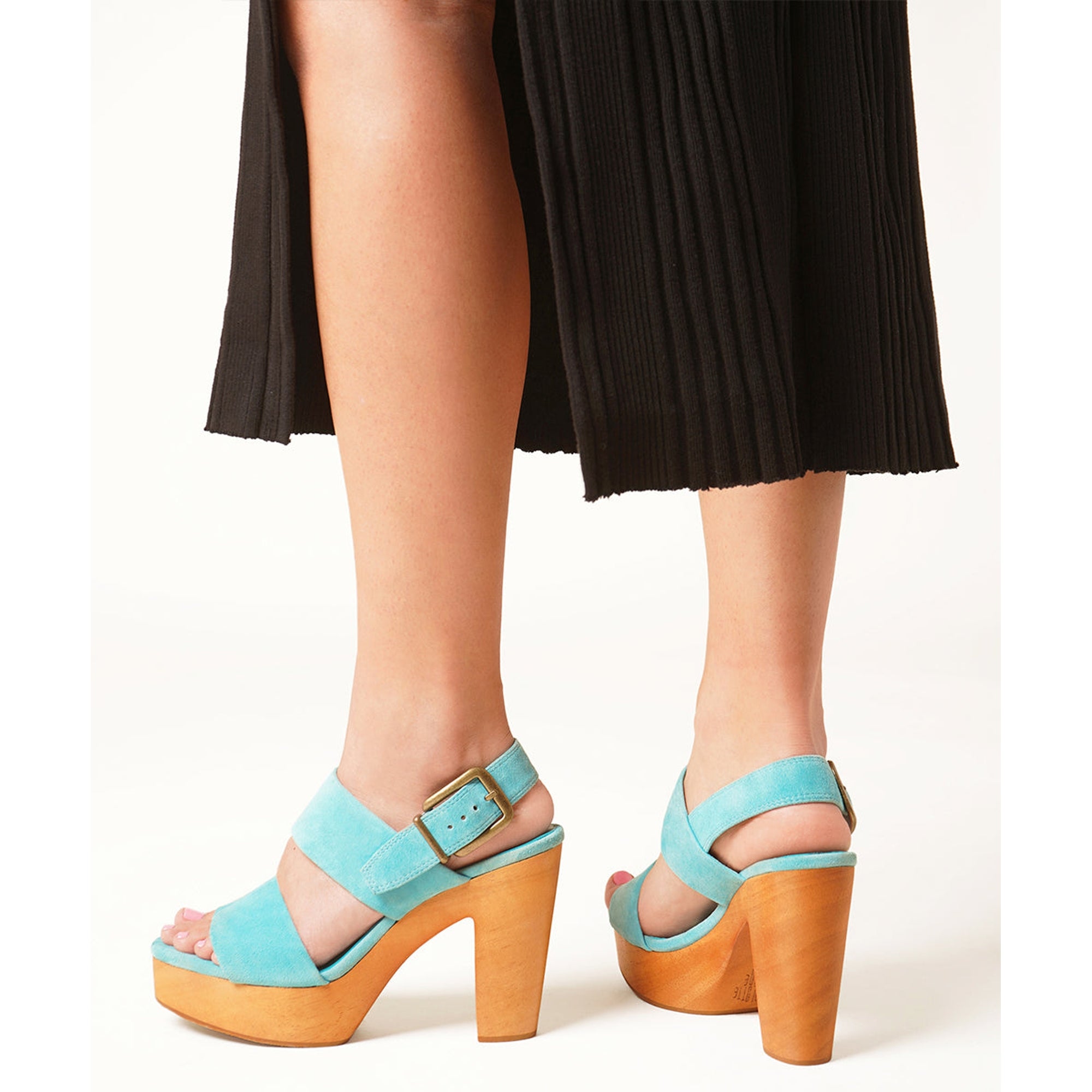 Carla Slingback Clog High Heel | Aqua