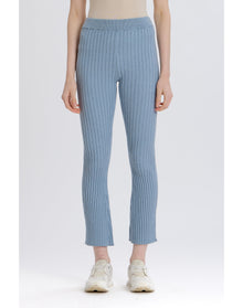 Cashmere Blend Ribbed Pant | Slate Blue