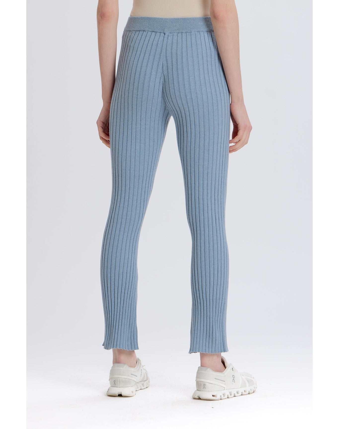 Cashmere Blend Ribbed Pant | Slate Blue
