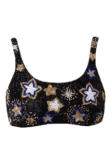 Celeste Hand - Beaded Embellished Bikini Top - Black - Self - Adore