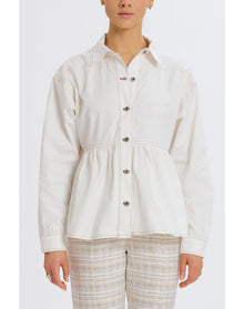Chambray Peplum Shirt | Ivory