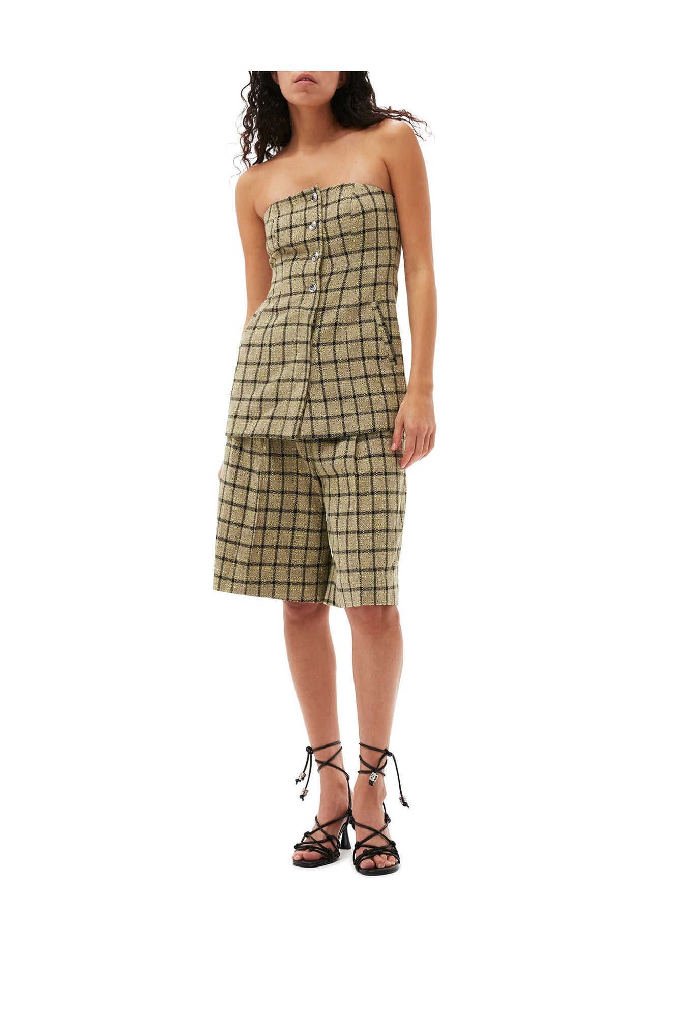 Check Suiting Strapless Top | Tender Shoots